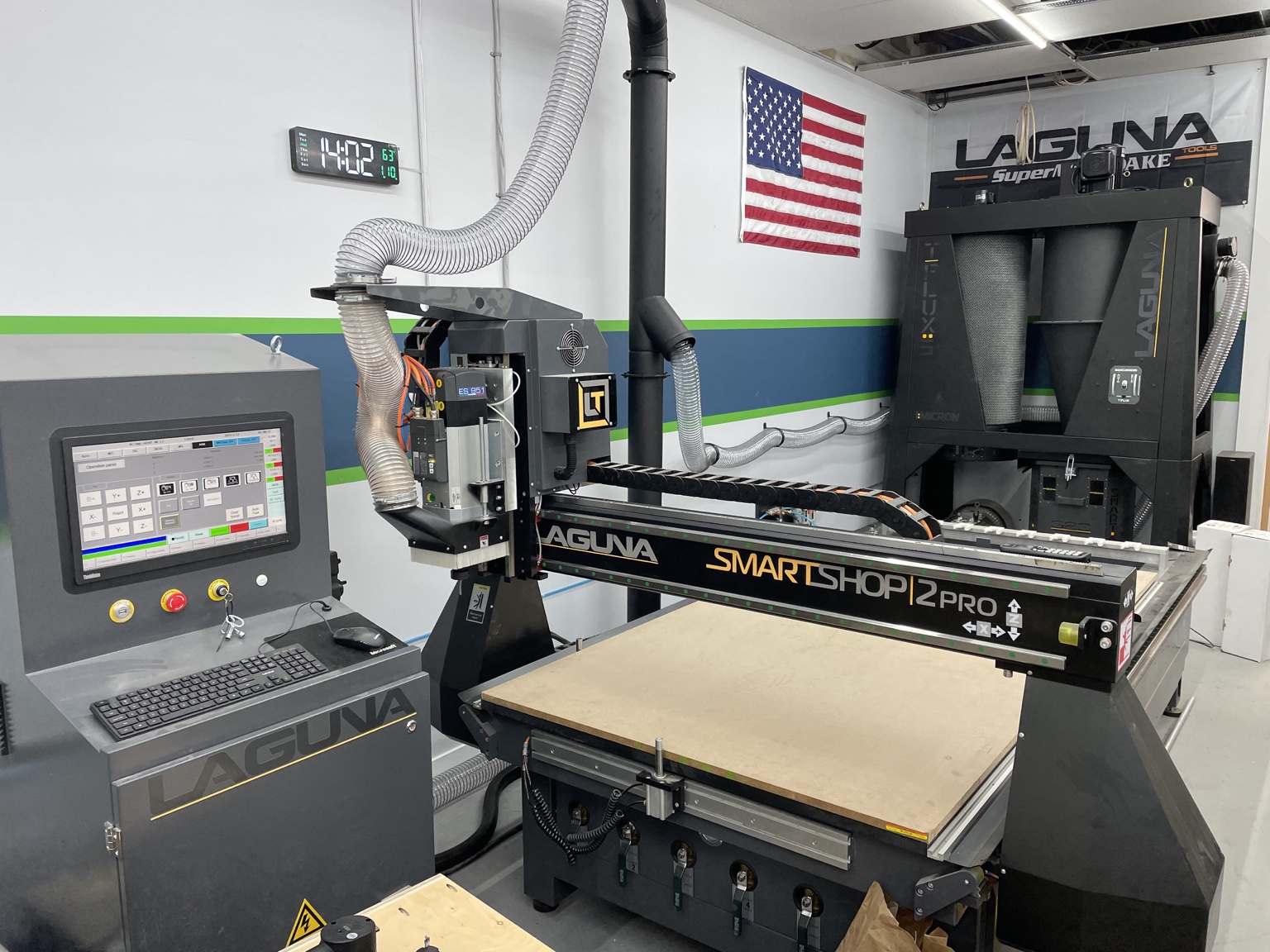 Laguna CNC router and dust collection equipment in the Maidstone Cabinet Co. workshop